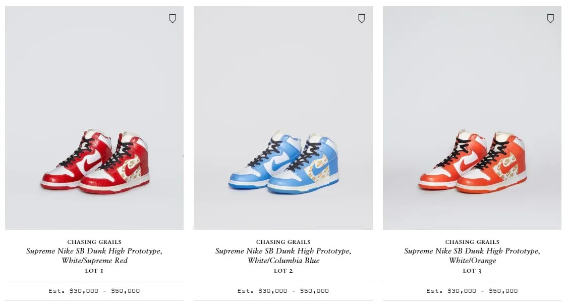La vente des Prototypes "The Supreme x Nike SB Dunk High" par JOOPITER de Pharrell